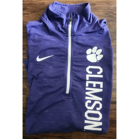 Clemson Tigers Pullover Womens Purple Long Sleeve 1/4 Zip Nike Dri Fit X Small - Picture 1 of 9